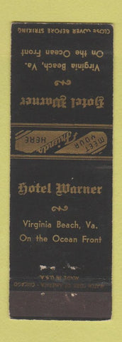 Matchbook Cover - Hotel Warner Virginia Beach VA