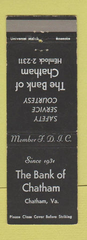 Matchbook Cover - Bank of Chatham VA