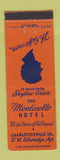 Matchbook Cover - Monticello Hotel Charlottesville VA Thomas Jefferson