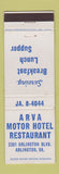 Matchbook Cover - Arva Motor Hotel Arlington VA