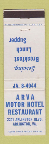 Matchbook Cover - Arva Motor Hotel Arlington VA