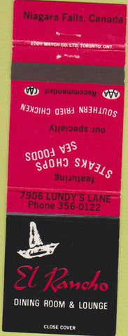 Matchbook Cover - El Rancho Niagara Falls Canada Fried Chicken