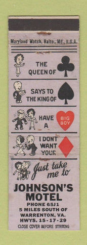 Matchbook Cover - Johnson's Motel Warrenton VA WEAR