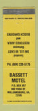 Matchbook Cover - Bassett Motel Williamsburg VA WEAR