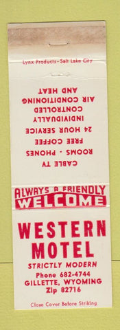 Matchbook Cover - Western Motel Gillette WY WORN