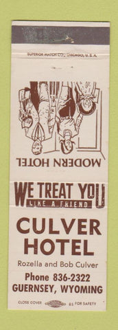 Matchbook Cover - Culver Hotel Guernsey WY WEAR