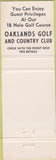 Matchbook Cover - Motor Park Hotel Niagara Falls golf