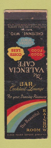 Matchbook Cover - Valencia Cafe Cheyenne WY WEAR