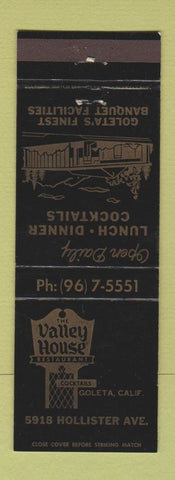 Matchbook Cover - Valley House Restaurant Goleta CA