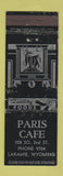 Matchbook Cover - Paris Cafe Laramie WY