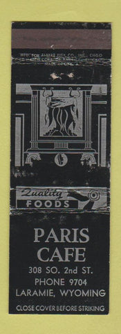 Matchbook Cover - Paris Cafe Laramie WY
