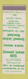 Matchbook Cover - Stonewall Jackson Hotel Clarksburg WV