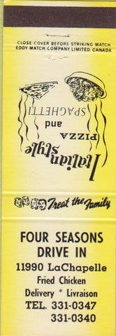 Matchbook Cover - Four Seasons Drive In Livraison pizza