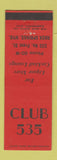 Matchbook Cover - Club 535 Rock Springs WY bar