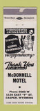 Matchbook Cover - McDonnell Motel Casper WY WORN