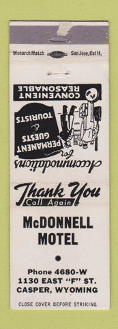 Matchbook Cover - McDonnell Motel Casper WY WORN