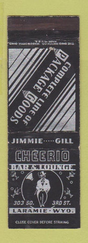 Matchbook Cover - Cheerio Bar Lounge Laramie WY WORN