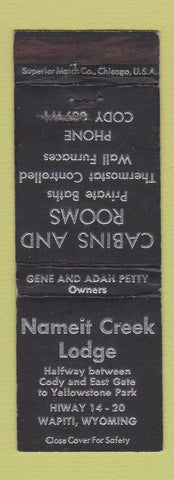 Matchbook Cover - Nameit Creek Lodge Wapiti WY