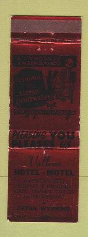 Matchbook Cover - Valleon Hotel Motel Afton WY