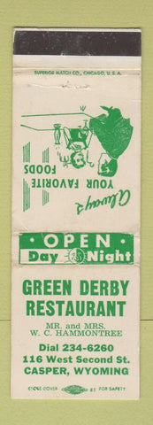 Matchbook Cover - Green Derby Restaurant Casper WY