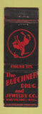 Matchbook Cover - Buechner Drug and Jewelry Wheatland WY cowboy low phone #