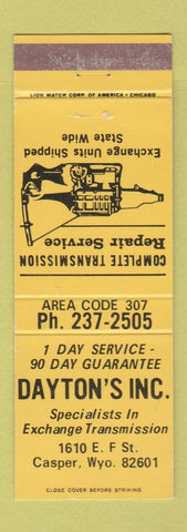 Matchbook Cover - Dayton's Transmission Repair Casper WY