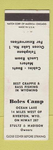 Matchbook Cover - Boles Camp Riverton WY