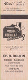 Matchbook Cover - EP R Boutin Epicier Grande Riviere QC