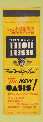 Matchbook Cover - Desert Hotel Spokane WA Oasis