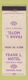 Matchbook Cover - Frank L Motel Westport WA