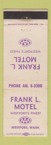 Matchbook Cover - Frank L Motel Westport WA