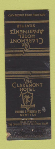 Matchbook Cover - Claremont Hotel Seattle WA WORN