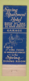 Matchbook Cover - Spring Apartment Hotel Seattle WA