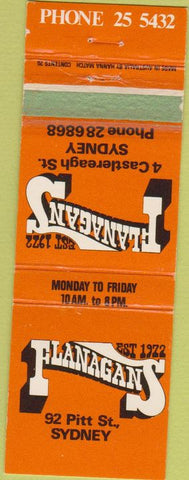 Matchbook Cover - Flanningans Sydney Australia WEAR