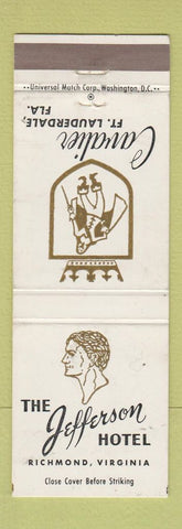 Matchbook Cover - Jefferson Hotel Richmond VA