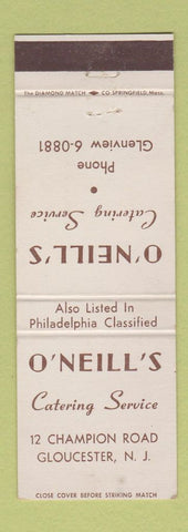 Matchbook Cover - O'Neill's Catering Gloucester NJ