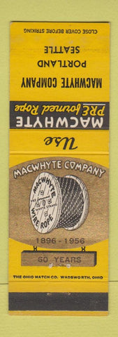 Matchbook Cover - Macwhyte Wire Rope Portland OR Seattle WA 1956