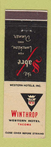Matchbook Cover - Winthrop Western Hotel Tacoma WA The Sabre