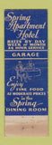 Matchbook Cover - Spring Apartment Hotel Seattle WA WORN