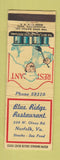 Matchbook Cover - Blue Ridge Restaurant Norfolk VA WORN