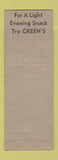 Matchbook Cover - Green's Card Room Cigars Barber Shop Seattle WA