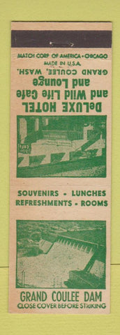 Matchbook Cover - DeLuxe Hotel Grand Coulee WA Dam