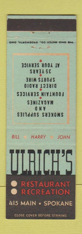 Matchbook Cover - Ulrich's Restaurant Spokane WA