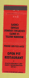 Matchbook Cover - Open Pit Restaurant Motel Addy WA