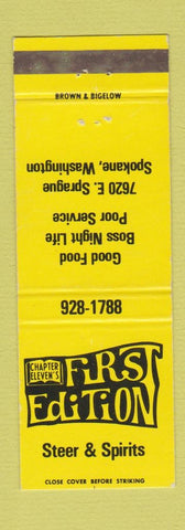Matchbook Cover - Chapter Eleven's First Edition Spokane WA