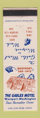 Matchbook Cover - The Gables Motel Westport WA