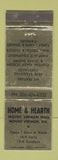 Matchbook Cover - Home and Hearth fireplaces Mount Vernon WA