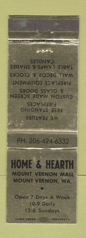 Matchbook Cover - Home and Hearth fireplaces Mount Vernon WA