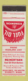 Matchbook Cover - Reinertsen Fuel oil Everett WA