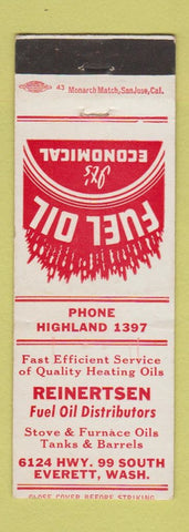 Matchbook Cover - Reinertsen Fuel oil Everett WA